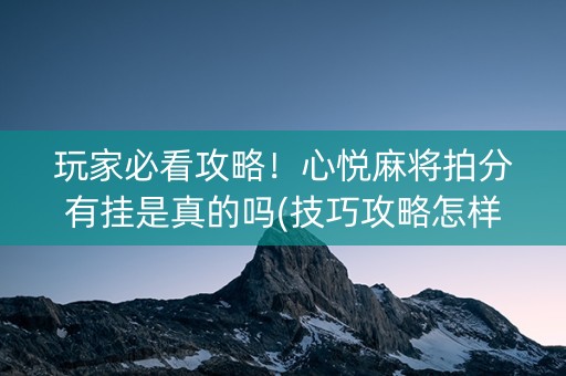 玩家必看攻略！心悦麻将拍分有挂是真的吗(技巧攻略怎样拿好牌)