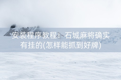 安装程序教程！石城麻将确实有挂的(怎样能抓到好牌)