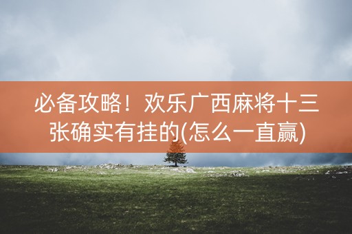 必备攻略！欢乐广西麻将十三张确实有挂的(怎么一直赢)