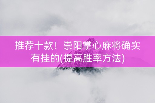 推荐十款！崇阳掌心麻将确实有挂的(提高胜率方法)