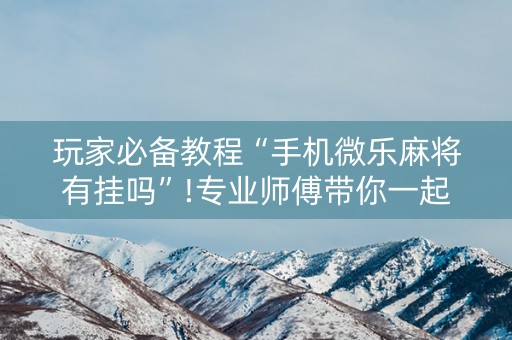 玩家必备教程“手机微乐麻将有挂吗”!专业师傅带你一起了解（详细教程）-抖音