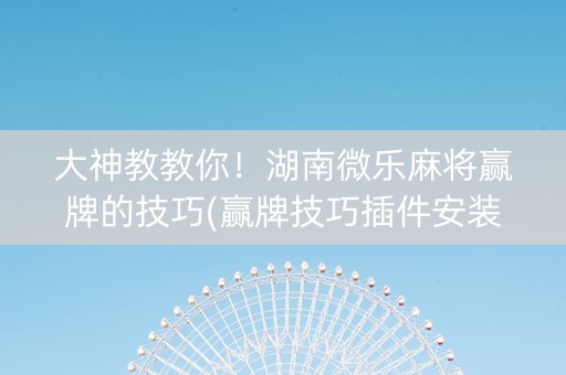 大神教教你！湖南微乐麻将赢牌的技巧(赢牌技巧插件安装)