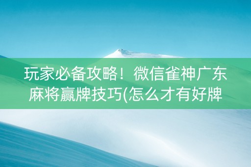 玩家必备攻略！微信雀神广东麻将赢牌技巧(怎么才有好牌)