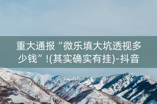 重大通报“微乐填大坑透视多少钱”!(其实确实有挂)-抖音