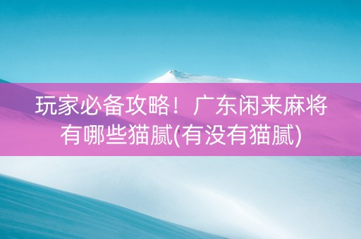 玩家必备攻略！广东闲来麻将有哪些猫腻(有没有猫腻)
