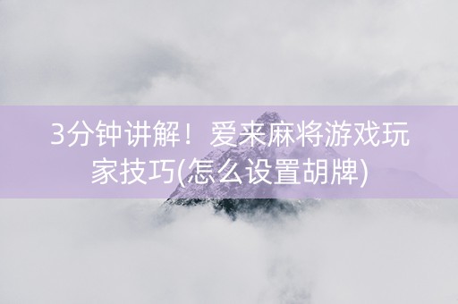 3分钟讲解！爱来麻将游戏玩家技巧(怎么设置胡牌)