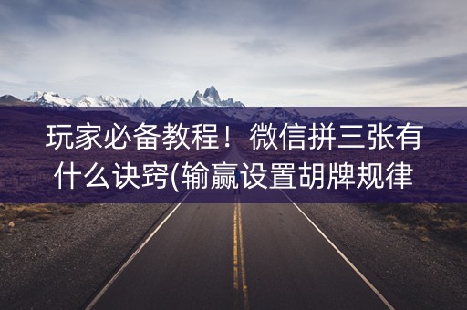 玩家必备教程！微信拼三张有什么诀窍(输赢设置胡牌规律)