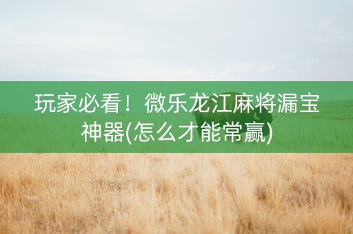 玩家必看！微乐龙江麻将漏宝神器(怎么才能常赢)