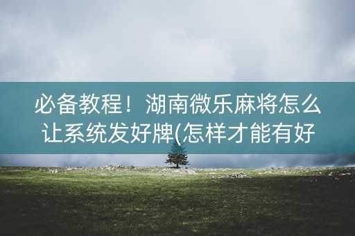 必备教程！湖南微乐麻将怎么让系统发好牌(怎样才能有好牌)