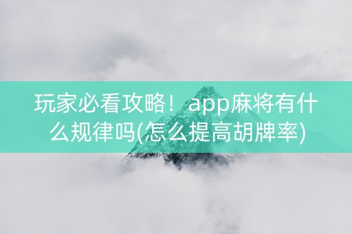 玩家必看攻略！app麻将有什么规律吗(怎么提高胡牌率)