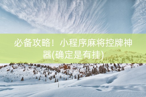 必备攻略！小程序麻将控牌神器(确定是有挂)