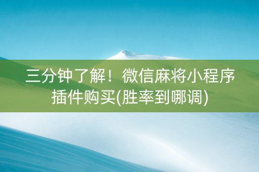 三分钟了解！微信麻将小程序插件购买(胜率到哪调)