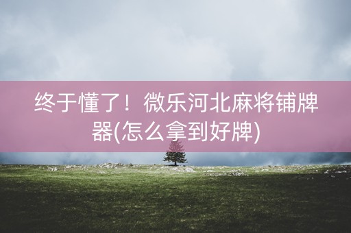 终于懂了！微乐河北麻将铺牌器(怎么拿到好牌)
