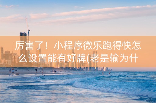 厉害了！小程序微乐跑得快怎么设置能有好牌(老是输为什么)