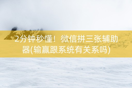 2分钟秒懂！微信拼三张辅助器(输赢跟系统有关系吗)