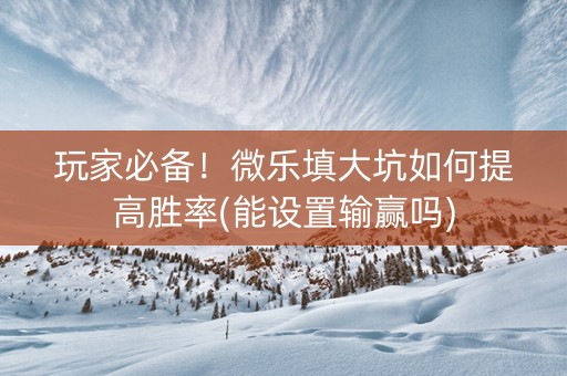 玩家必备！微乐填大坑如何提高胜率(能设置输赢吗)