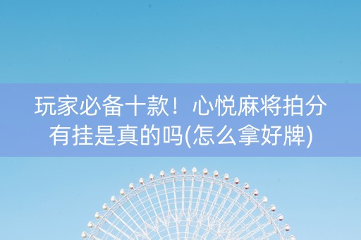 玩家必备十款！心悦麻将拍分有挂是真的吗(怎么拿好牌)