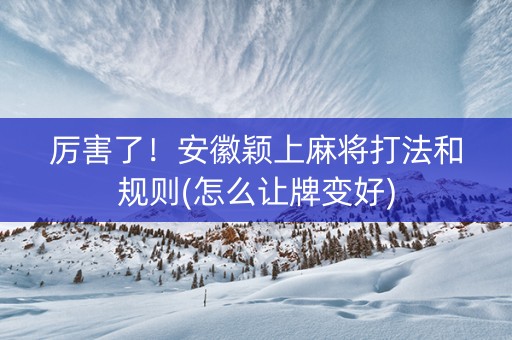 厉害了！安徽颖上麻将打法和规则(怎么让牌变好)