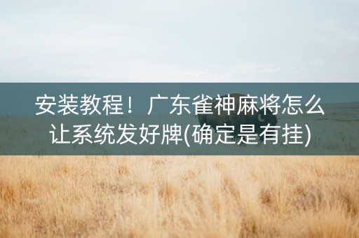 安装教程！广东雀神麻将怎么让系统发好牌(确定是有挂)