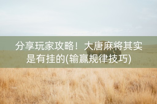 分享玩家攻略！大唐麻将其实是有挂的(输赢规律技巧)