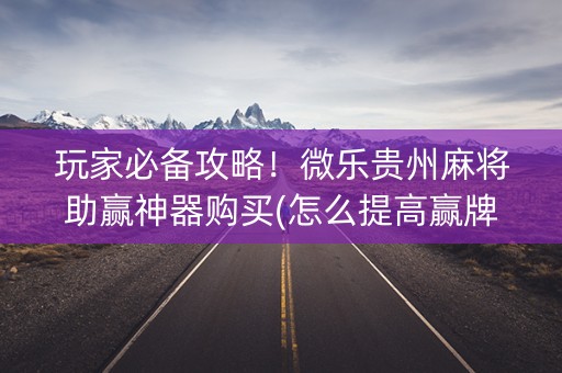 玩家必备攻略！微乐贵州麻将助赢神器购买(怎么提高赢牌率)