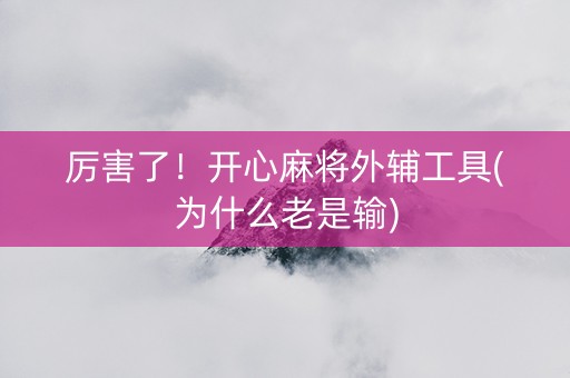 厉害了！开心麻将外辅工具(为什么老是输)