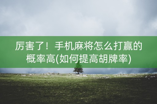 厉害了！手机麻将怎么打赢的概率高(如何提高胡牌率)