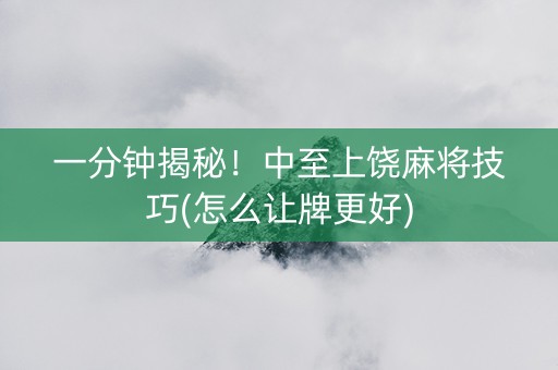 一分钟揭秘！中至上饶麻将技巧(怎么让牌更好)