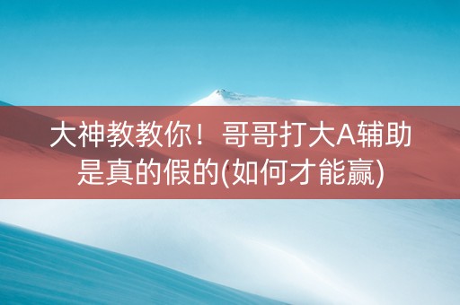 大神教教你！哥哥打大A辅助是真的假的(如何才能赢)