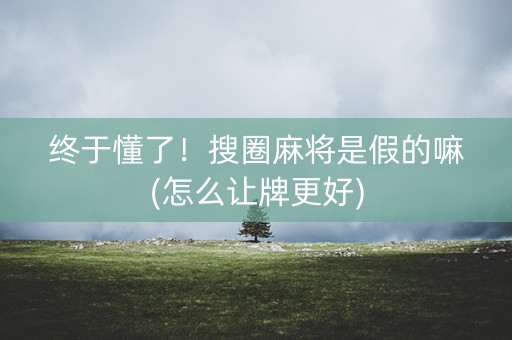 终于懂了！搜圈麻将是假的嘛(怎么让牌更好)