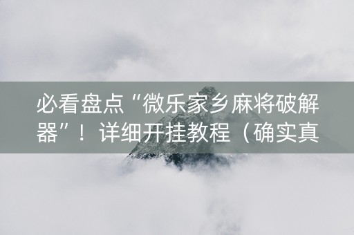 必看盘点“微乐家乡麻将破解器”！详细开挂教程（确实真的有挂)-抖音