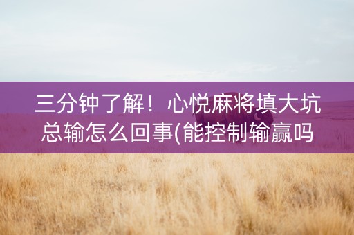 三分钟了解！心悦麻将填大坑总输怎么回事(能控制输赢吗)