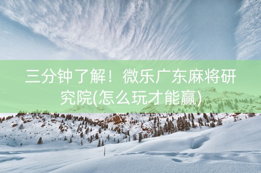 三分钟了解！微乐广东麻将研究院(怎么玩才能赢)