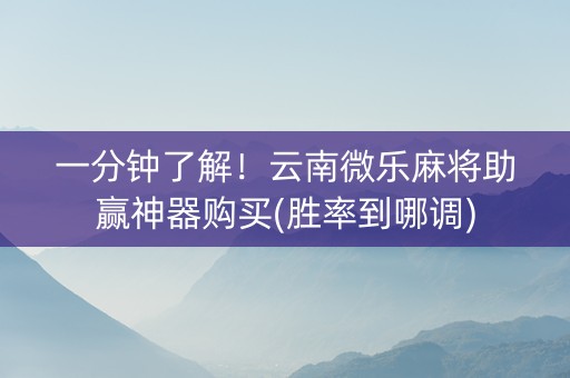 一分钟了解！云南微乐麻将助赢神器购买(胜率到哪调)