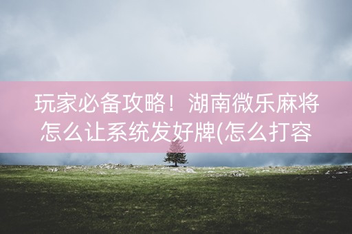 玩家必备攻略！湖南微乐麻将怎么让系统发好牌(怎么打容易赢)