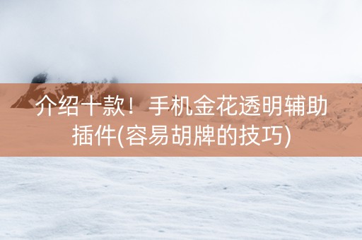 介绍十款！手机金花透明辅助插件(容易胡牌的技巧)