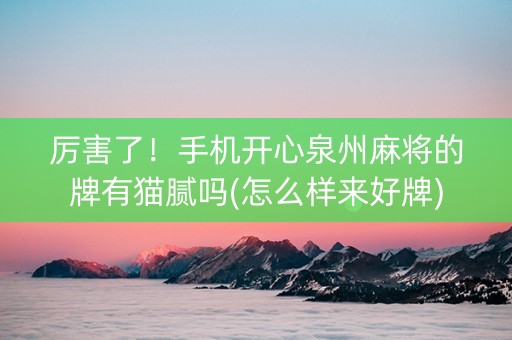 厉害了！手机开心泉州麻将的牌有猫腻吗(怎么样来好牌)