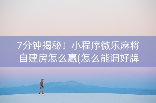 7分钟揭秘！小程序微乐麻将自建房怎么赢(怎么能调好牌)