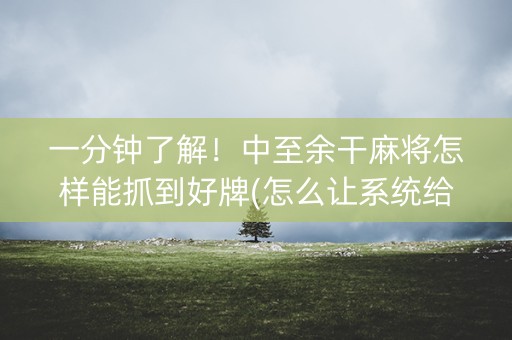 一分钟了解！中至余干麻将怎样能抓到好牌(怎么让系统给自己好牌)