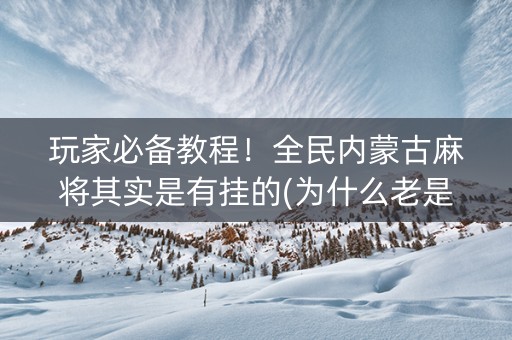 玩家必备教程！全民内蒙古麻将其实是有挂的(为什么老是输呢)