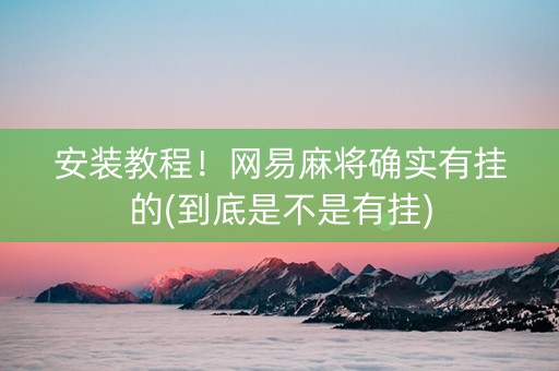 安装教程！网易麻将确实有挂的(到底是不是有挂)