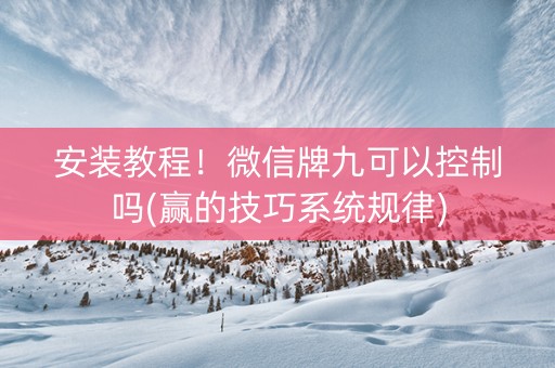 安装教程！微信牌九可以控制吗(赢的技巧系统规律)