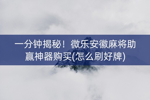 一分钟揭秘！微乐安徽麻将助赢神器购买(怎么刷好牌)