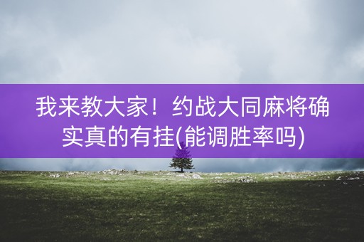 我来教大家！约战大同麻将确实真的有挂(能调胜率吗)
