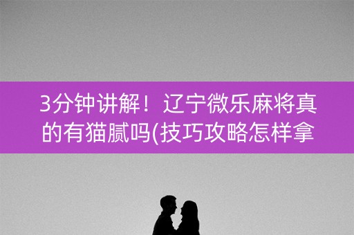 3分钟讲解！辽宁微乐麻将真的有猫腻吗(技巧攻略怎样拿好牌)