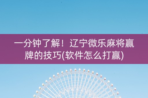 一分钟了解！辽宁微乐麻将赢牌的技巧(软件怎么打赢)