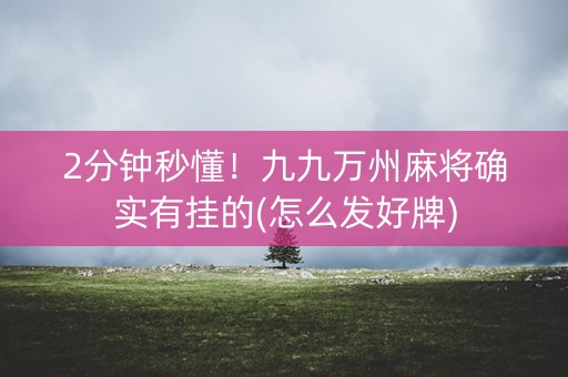 2分钟秒懂！九九万州麻将确实有挂的(怎么发好牌)