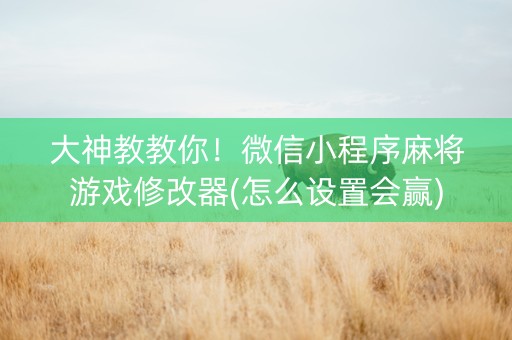 大神教教你！微信小程序麻将游戏修改器(怎么设置会赢)