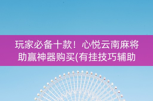 玩家必备十款！心悦云南麻将助赢神器购买(有挂技巧辅助器)