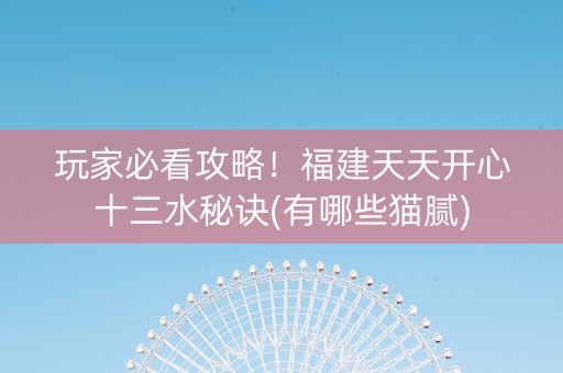 玩家必看攻略！福建天天开心十三水秘诀(有哪些猫腻)